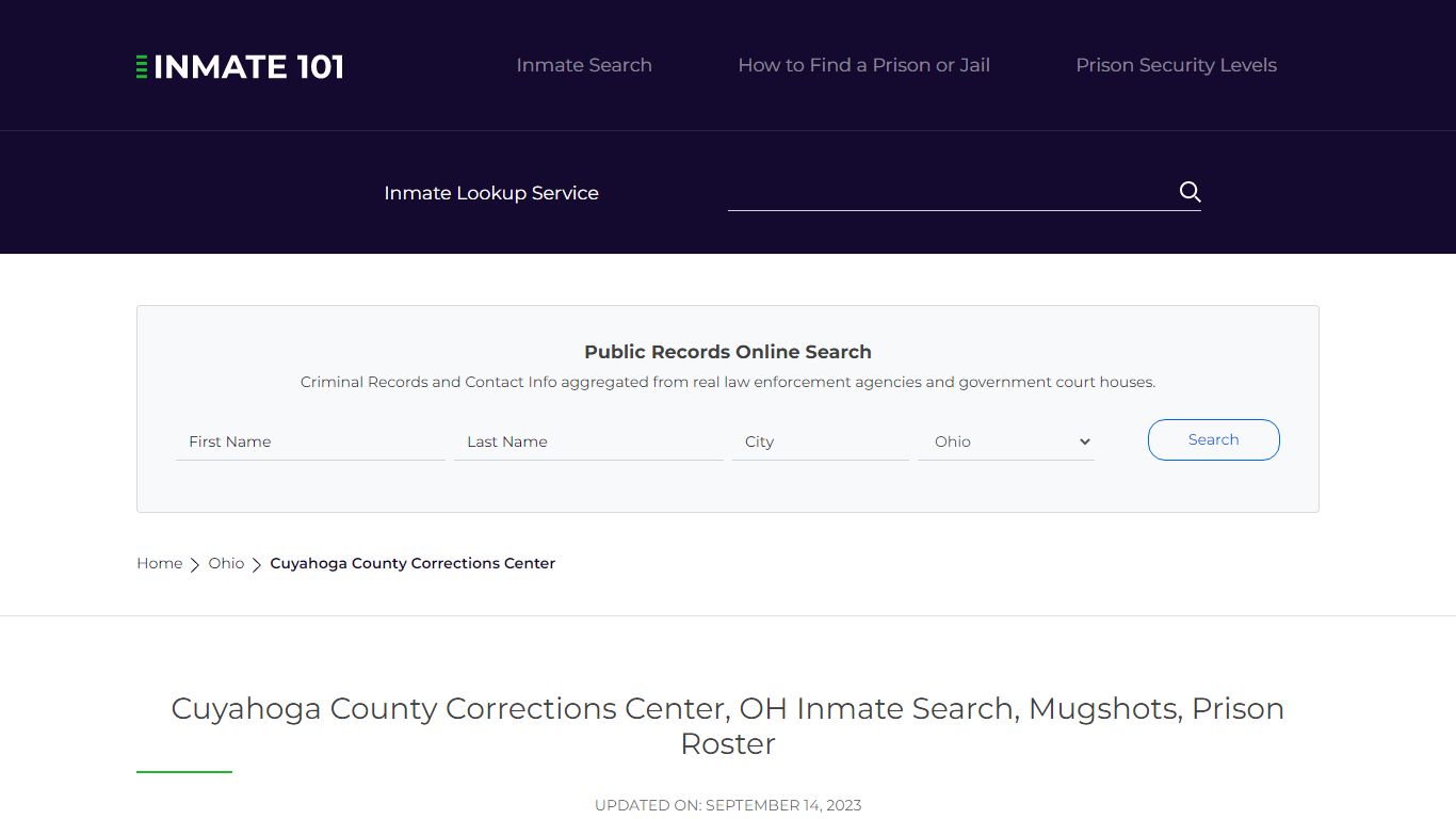 Cuyahoga County Corrections Center, OH Inmate Search, Mugshots, Prison ...