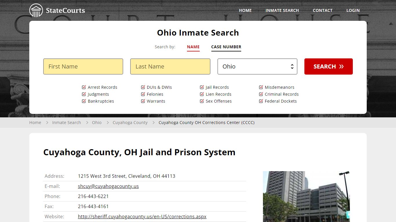 Cuyahoga County OH Corrections Center (CCCC) Inmate Records Search ...